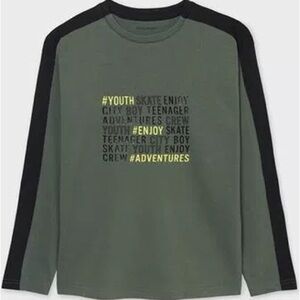 Size 14 Boys Mayoral Green and Black Long Sleeve Tee